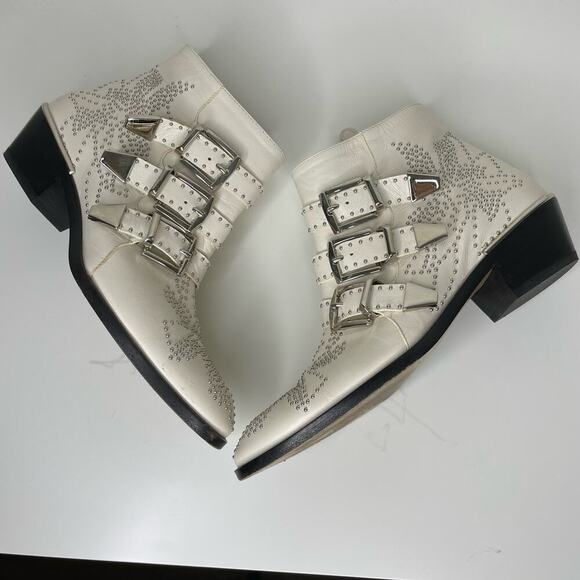Chloe Suzanna Cloudy White Ankle Booties 36.5 - Picture 2 of 8